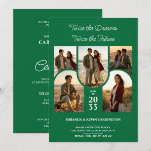 Invitation Emeral Arched Collage Double Diplômés Twin TMF26