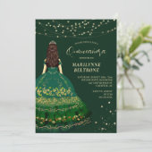 Invitation Emeral Green et Gold Princess Quinceañera (Debout devant)