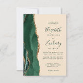 Invitation Emerald Agate Champagne QR Code Wedding (Devant)