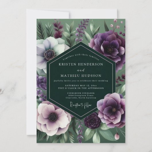 Invitation Emerald Amethyst Nocturne Wedding (Devant)