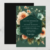 Invitation Emerald Apricot Artful Wedding (Devant / Derrière)