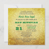 Invitation Emerald Birthstone Parties scintillant Bat mitzvah (Devant)