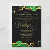 Invitation Emerald Black Gold Vintage Script Mariage numériqu (Devant)