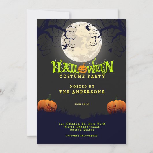 Invitation Emerald Black Halloween Costume Party (Devant)