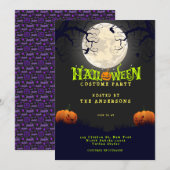 Invitation Emerald Black Halloween Costume Party (Devant / Derrière)