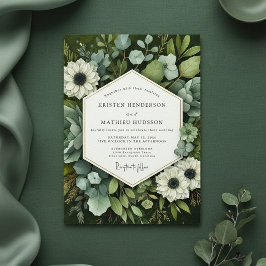 Invitation Emerald Bloom Botanical Wedding