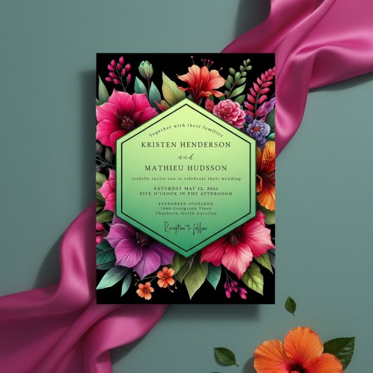 Invitation Emerald Bloom Moody Wedding