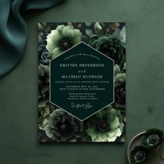 Invitation Emerald Bloom Opulent Wedding