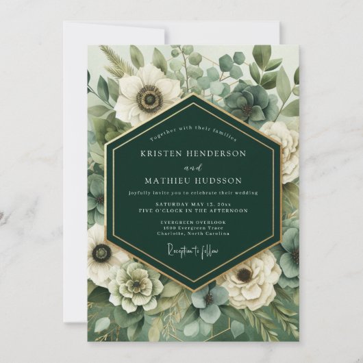 Invitation Emerald Bloom Romance Wedding (Devant)