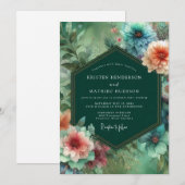 Invitation Emerald Bloom Whimsy Wedding (Devant / Derrière)