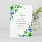 Invitation Emerald Blue Botanical Spring Wedding (Debout devant)