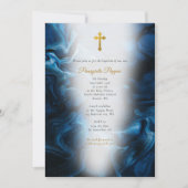 Invitation Emerald Blue Marble Christening Christian Baptism (Devant)