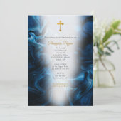 Invitation Emerald Blue Marble Christening Christian Baptism (Debout devant)