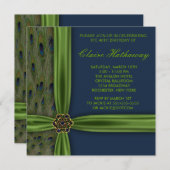 Invitation Emerald Blue Peacock fête du 40e anniversaire (Devant / Derrière)