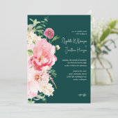 Invitation Emerald Blush Dark Moody Floral Script élégant (Debout devant)