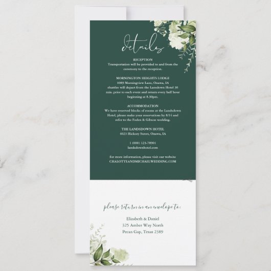 Invitation Emerald Botanical Floral Tout en un Mariage (Dos)
