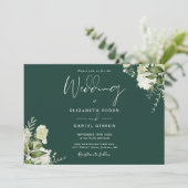 Invitation Emerald Botanical Greenery Monogram Mariage (Debout devant)
