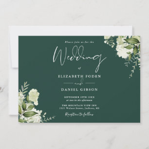 Invitation Emerald Botanical Greenery Monogram Mariage
