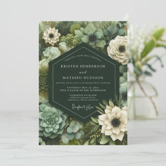 Invitation Emerald Botanical Opulence Wedding (Debout devant)