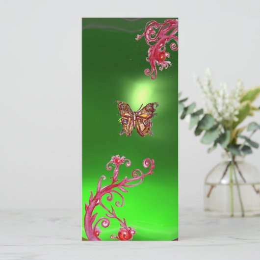 Invitation EMERALD BOUTTERFLY, violet rose rouge vif vert (Debout devant)