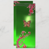 Invitation EMERALD BOUTTERFLY, violet rose rouge vif vert (Devant / Derrière)