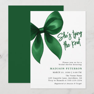 Invitation Emerald Bow Elle Noue le Nœud Réception de Mariage