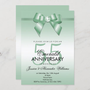 Invitation Emerald Bow & Ribbon 55e anniversaire de Mariage