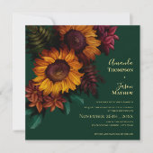 Invitation Emerald & Burange Tournesol Mariage Floral (Devant)