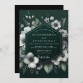 Invitation Emerald Chiaroscuro Bloom Wedding (Devant / Derrière)