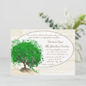 Invitation Emerald Coeur Feuille Arbre Grange Mariage en bois (Debout devant)