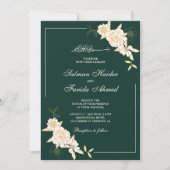 Invitation Emerald Cream Floral Feuille Branche Musulman Mari (Devant)