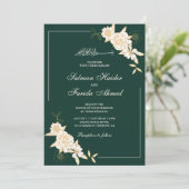 Invitation Emerald Cream Floral Feuille Branche Musulman Mari (Debout devant)