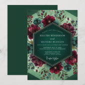 Invitation Emerald Crimson Nocturne Wedding (Devant / Derrière)