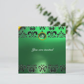 Invitation EMERALD DAMASK GEM STONE vert MONOGRAMME (Debout devant)