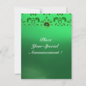 Invitation EMERALD DAMASK GEM STONE vert MONOGRAMME (Dos)