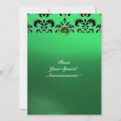 Invitation EMERALD DAMASK GEM STONE vert MONOGRAMME (Dos)