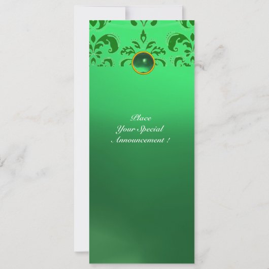 Invitation EMERALD DAMASK GEM STONE vert MONOGRAMME (Dos)