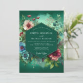 Invitation Emerald Deep Floral Opulence Wedding (Debout devant)