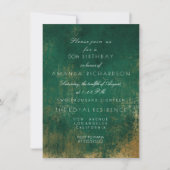 Invitation Emerald Deep Green Distressed Grungy Gold Annivers (Devant)