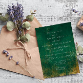 Invitation Emerald Deep Green Distressed Grungy Gold Annivers