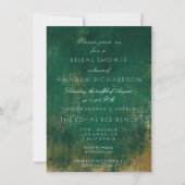 Invitation Emerald Deep Green Distressed Grungy Gold Bride (Devant)