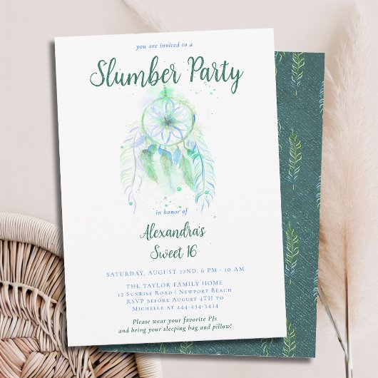 Invitation Emerald Dream Catcher Stwood PJ Party Sweet 16