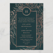 Invitation Emerald Dusty Rose Gold Monogram Mariage Wreath (Devant)