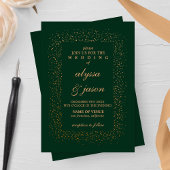 Invitation Emerald et bronze Confetti éclate Mariage