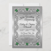 Invitation Emerald et Diamant Fête d'anniversaire de 20 ans d (Devant)