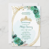 Invitation Emerald et Hunter Green Roses Quinceanera (Devant)