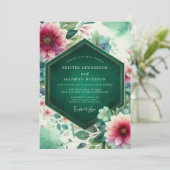 Invitation Emerald Floral Bloom Wedding (Debout devant)