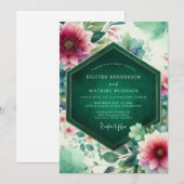 Invitation Emerald Floral Bloom Wedding (Devant / Derrière)