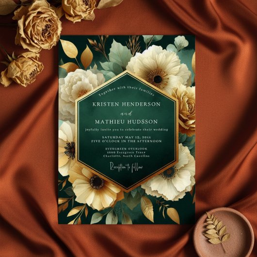 Invitation Emerald Floral Opulence Wedding