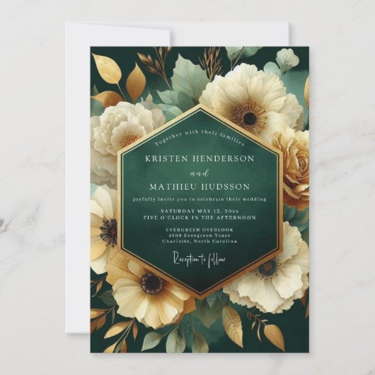 Invitation Emerald Floral Opulence Wedding (Devant)